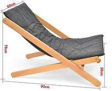 Sedia pieghevole in legno da giardino con cuscino in spugna ad alto rimbalzo e cuscino prendisole, sedia a sdraio per patio (colore: marrone) - grigio