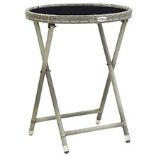 FAMIROSA Tavolino da caffè Grigio 60 cm in Polyrattan e Vetro Temperato