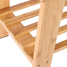 Sedia in bambù con sgabello in bambù resistente all'usura per bagno, camera da letto, giardino(25 * 40 * 33.5cm large)