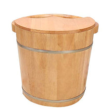 Goodvk Secchio per pediluvio Domestico Pediluvio Barile accresciuta con Il Coperchio in Legno massello Piede Botti di Rovere for la casa e la Salute (Colore : Marrone, Dimensione : 38x38x38cm)