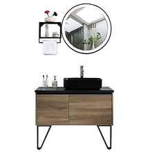 VBARV Armadietti con Specchio da Bagno, mobili per lavabo e mobili per lavabo, lavabo sopra lavabo in Ceramica, ripiano in Marmo, Specchio Rotondo con Luce, mobili di qualità
