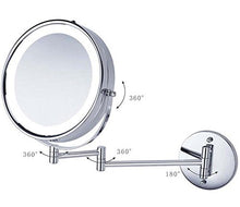 WM 8,5 pollici led illuminato specchio da bagno pieghevole bellezza montato telescopico specchio da bagno Magnifier, ingrandimento 5x parete specchio da barba, specchio da barba 10,27