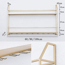JXXDQ A Parete Metallo Ferro Bottiglia di Vino Rack E Supporto di Vetro, 2 Livelli di Storage Mensola della Parete della Decorazione - Nero (Size : 80cm)