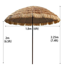 WUKALA Paglia Ombrello Parasole da 2m,inclinabile A 45° Ombrellone da Spiaggia Rotondo Ombrellone da Giardino Impermeabile,per Giardino Balcone Terrazza Cortile