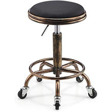 GYPPG Sgabello di Bellezza con Sollevamento in Acciaio retrò, Sgabello da Pranzo Rotondo in Pelle PU Girevole a 360 ° Sgabello per Trucco Domestico Negozio di Barbiere Sedia da Barbiere