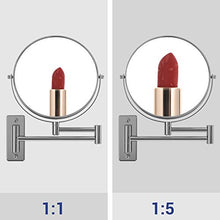 SONGMICS Specchio Cosmetico con braccio pieghevole, da parete, lato senza ingrandimento e con ingrandimento 5x, BBM513