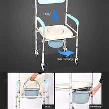 Toilette per Doccia con Sedia da Trasporto in Alluminio Regolabile in Altezza Mobile con Staffa Staccabile Sedia A Rotelle Medica A