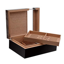 WRJY Humidor portasigari in Legno di Cedro con igrometro e umidificatore, Scatola Porta sigari da Tavolo di Grande capacità può Contenere 50 sigari, vetrina per sigari con Finestra in v