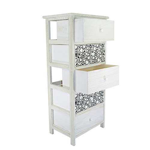 Mediawave Store - Mobiletto Comò in Legno con Fantasia Comodino con Cassetti, Mobiletto, Cassettiera, Design rustico, Arredo casa, Soggiorno, Camera, Ufficio (5 Cassetti)