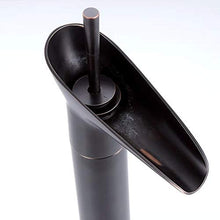 SXJ Rubinetto per Lavabo con Maniglia Singola Rubinetto A Cascata Monoforo Nero Rubinetto per Lavabo in Bronzo Lucidato,con Rubinetti di Alimentazione del Rubinetto