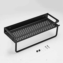 AINIYF Bagno Bagno Doccia Mensola Organizzatore Parete Punch Spazio Libero in Alluminio rettangolo igienici 1/2 Livello Torre Hanger Hook Up di Scarico, Nero