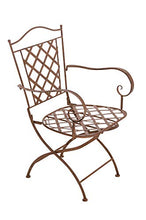 CLP Sedia Outdoor in Ferro Adara I Sedia Esterno con Braccioli I Sedia Stile Rustico Nostalgico per Balcone, Colore:Bianco Crema