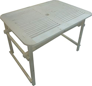 P&J Tavolo da Giardino Pieghevole in Legno massello con Foro per ombrellone (109x79, Naturale)