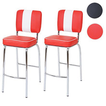 Coppia sgabelli Design Anni 50 Avellino Metallo Ecopelle 46x38x107cm Rosso
