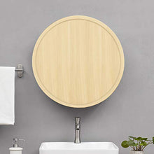 XM-MIRROR Specchio da Bagno Rotondo con mobiletto, Bagno con Armadio a Muro, Specchio per Il Trucco, armadietto dei medicinali con Struttura in Legno a Chiusura lenta a 3 Livelli,Wood Color,70cm