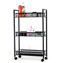 LYM &ripiano di stoccaggio Scaffali Multifunzione Soggiorno Camera da Letto Cucina 3 Strati Movable with Wheel Landing Storage Rack Nero Scaffale di Finitura