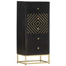 vidaXL Cassettiera Nero e Oro 45x30x105 cm in Legno Massello di Mango