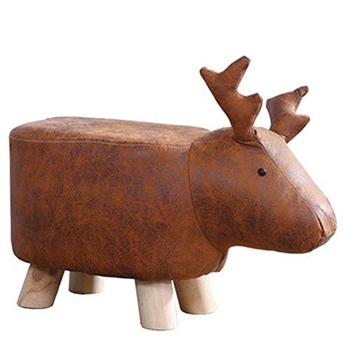 Sgabello moderno Sgabelli creativi del poggiapiedi dell'ottomano di cuoio dell'unità di elaborazione del fumetto sveglio for la decorazione del salone Sgabelli bassi di legno del banco di scarpe del c