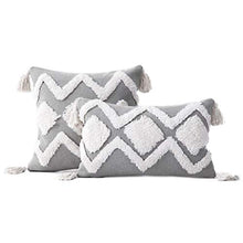 Federa per cuscino in stile tribale boho intrecciato con nappe a righe