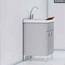 Inbagno Mobile Lavatoio, L.60xP.50xH.86.5, Grigio, Vasca in Ceramica con profondità 30 cm