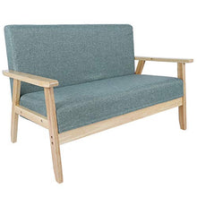 HYM Tessuto in Legno 2 Posti Divano, Poltrona Divano Lounge per Camera da Letto Soggiorno Ufficio Giardino Cortile