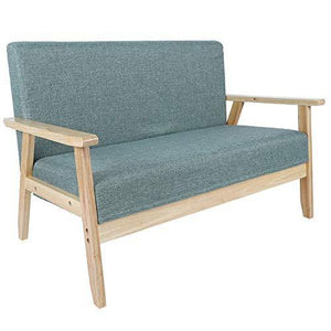 EBTOOLS Divano Lounge, Poltrona 2 Posti in Legno + Spugna + Tessuto di Lino, Fino a 500 kg, 61x113.6x73.5cm - Arredi Casa