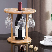 TOPBATHY Porta bicchiere di vino di lusso, portabottiglie di vino in legno massello a testa in giù Portabottiglie a calice appeso con 6 portabottiglie 1 portabottiglie per vino