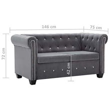 Festnight Set 2 pz Divani Chesterfield Rivestimento in Velluto Nero/Grigio/Blu/Verde per Soggiorno Ufficio e Salotto,Divano Chesterfield 2 Posti in Velluto,Divano Chesterfield 3 Posti in Velluto