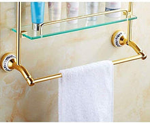 GDFEH Scaffale di Vetro 2-Livello Scaffale per Il Bagno del Bagno del Bagno del Bagno con la Barra degli Asciugamani