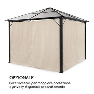 blumfeldt Pantheon Solid Sky Pavillon - Gazebo, Pergola, Tubi in Alluminio, Tettuccio: 3x3 m, 7.6x7.6 cm, Paletto Angolare con Spessore di 1,2 mm, Inossidabile, Senza Pareti Laterali, Nero