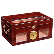 150 Sigari Raffreddamento Humidor Pine Sigaro Idratante Governo Piano Pittura Due Aree Di Stoccaggio Prospettiva Governo Igrometro Esterno ( Color : Red , Size : 37.5*24.5*18cm )