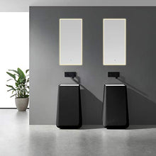 Lavabo freestanding BA31 di pietra solida (Solid Stone) - 50 x 50 x 82 cm - colore a scelta, Colore:Nero/Bianco (opaco)