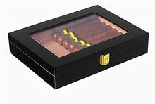 Nero di qualità del Cedro A Mano 20 Cigar Humidor, Dialogo Desktop Legno di Cedro Cigar Bagagli con Glasstop,01