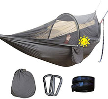 Amaca da viaggio Panno per paracadute Anti-zanzara Supporto automatico per asta Zanzariera Amaca per zanzare Viaggio all'aperto Campeggio Ha. (Colore nero)