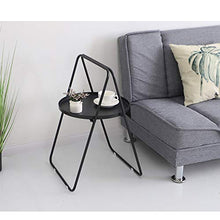 Jeriehouse Tavolino Rotondo in Metallo, tavolino da caffè Impermeabile Pieghevole con Vassoio Rimovibile per Soggiorno, Camera da Letto, Balcone e Patio, Facile da Montare (Color : Black)