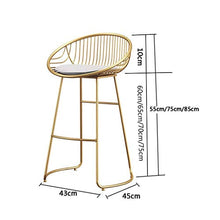 LTPY Colazione Bancone da Cucina Sgabello da Bar Set 1 Pezzo Sedile Bar Sgabello Alto in Ferro battuto Bar Sgabello Alto Grigio A + (Colore: Oro, Dimensioni: Altezza seduta70cm)