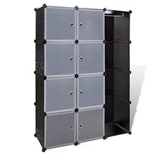 Autoshoppingcenter Armadio Modulare Camera da Letto con 12 Cubi, Scaffale Plastica con Ante, Guardaroba Organizzatore Strutture per Cabine Nero