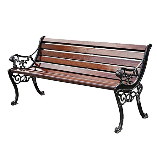 Panchina da giardino panchina da giardino per esterni, Panchina resistente alle intemperie con schienale e braccioli, Struttura in fusione di alluminio e legno massello anticorrosivo Panchina portic