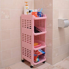 &ripiano di stoccaggio Scaffalature multi-funzione semplice soggiorno camera da letto bagno a 4 strati protezione ambientale con cremagliera di finitura ruote rosa Scaffale di finitura