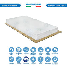 Materasso per culla bambino 60x120 cm in memory e waterfoam all'aloe vera, sfoderabile e lavabile per lettino culla, lato estivo e invernale