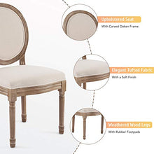 VONLUCE Set di 2 Sedie da Pranzo Imbottite in Tessuto con Schienali Rotondi e Gambe in Legno di Gomma 2pcs Sedie Vintage in Peluche Stile Francese per Soggiorno Camera da Letto, Beige