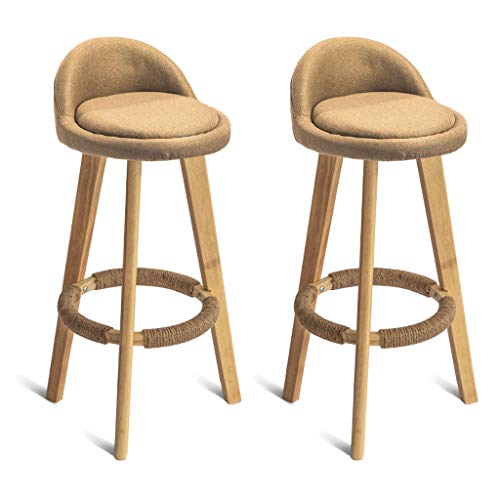 2pcs Legno di Gomma Bar Stool Nordic Minimalista casa Girevole Alta Sgabello da Bar Sedia di Svago della Tela del Cotone Ammortizzatore della Sedia (Color : Grass Yellow)