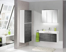 FACKELMANN Vadea - Armadietto da bagno doppio alto, 70,5 x 169 x 32 cm, 4 ante e 2 cassetti, colore: Bianco/Nero