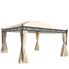 Mendler Gazebo pergola baldacchino Cadice Acciaio Poliestere 4x3m Avorio con Tende e zanzariere