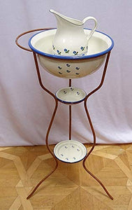 linoows G1744: Nostalgie - Set lavabo, Supporto per lavabo, Motivo Floreale, Colore: Crema