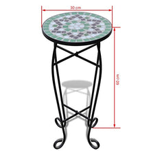 Tidyard Tavolo da Giardino Mosaicato, Tavolini da caffè con Gambe in Ferro per Interno ed Esterno, Stile Rustico, 60 cm