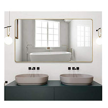 Specchio da Bagno a Parete con Cornice Specchio da Bagno lavabo lavabo Specchio da Trucco Specchio da Bagno in Lega di Alluminio Angolo Tondo Specchio da Bagno Appeso a Parete