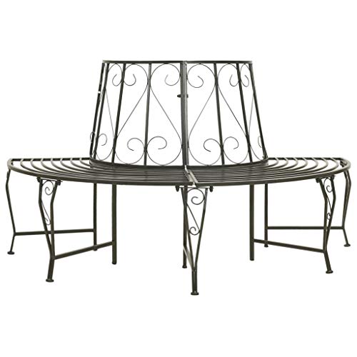 vidaXL Panchina Semicircolare per Albero 160 cm in Acciaio