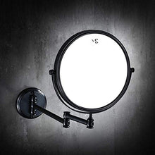 LBWARMB Trucco Specchio con luci Specchio di Bellezza di Montaggio a Parete Double Sided Makeup Specchio con ingrandimento 3X, 8-inch Metallo Ottone Pieghevole telescopica Bathroom Specchio, Nero