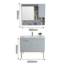 Set di Mobili da Bagno Mobile da Bagno Vanity in Ceramica e armadietto per Lo Specchio Armadio da Bagno Cabinet Set con Specchio (Color : Gray, Size : 50x101x85cm)
